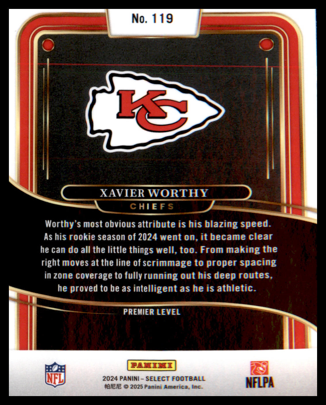2024 Panini Select #119 Xavier Worthy Rookie Rookie - Veteran Sports Cards FL