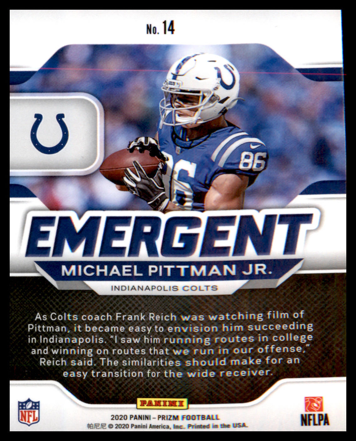 2020 Panini Prizm Emergent #14 Michael Pittman Jr. - Veteran Sports Cards FL