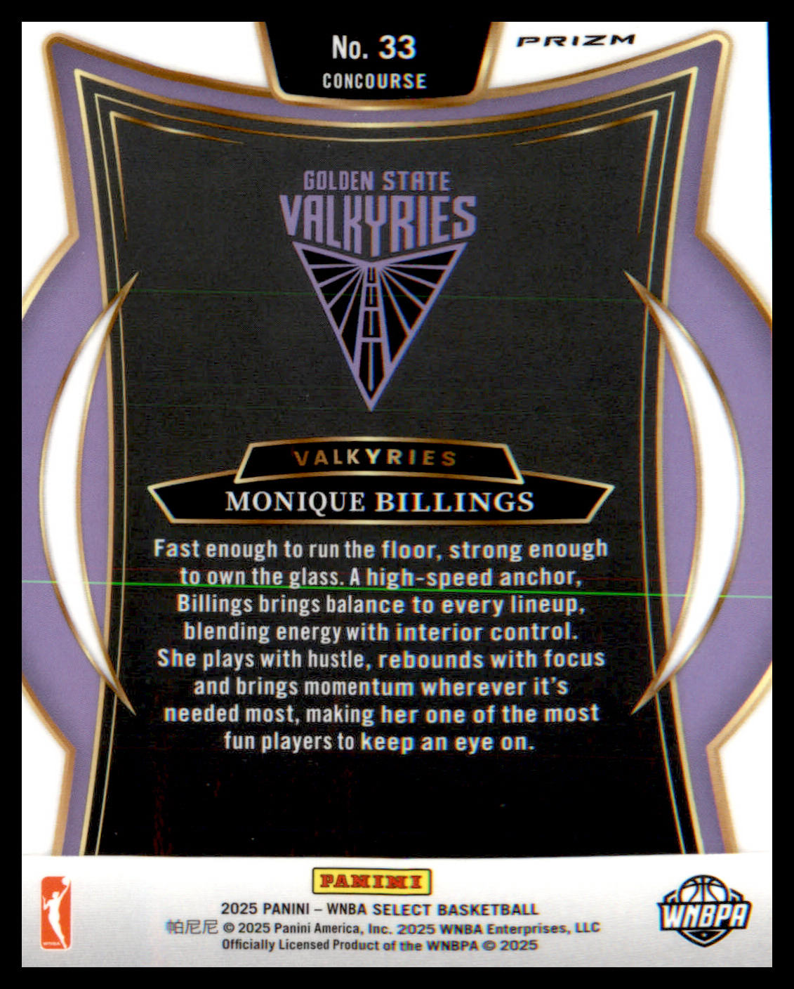 2025 Panini Select WNBA Silver Prizms #33 Monique Billings - Veteran Sports Cards FL