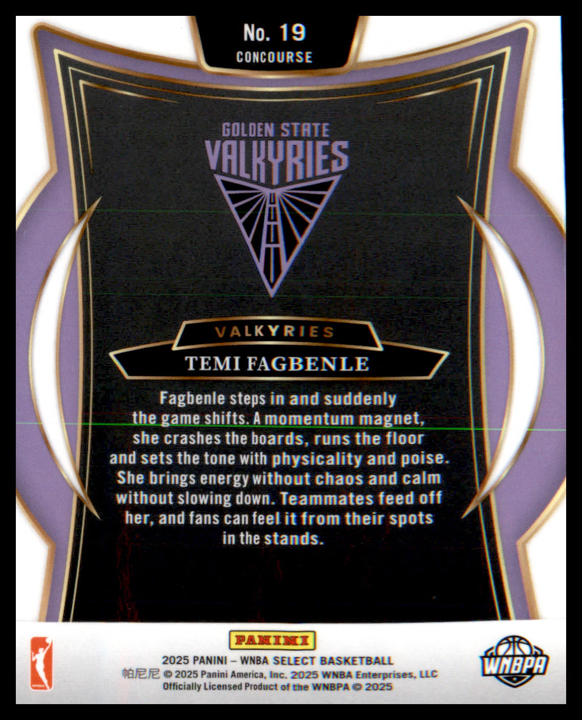 2025 Panini Select WNBA #19 Temi Fagbenle - Veteran Sports Cards FL