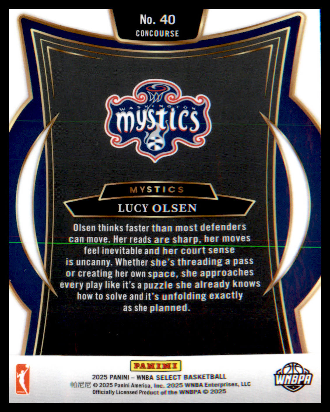 2025 Panini Select WNBA #40 Lucy Olsen Rookie Rookie - Veteran Sports Cards FL