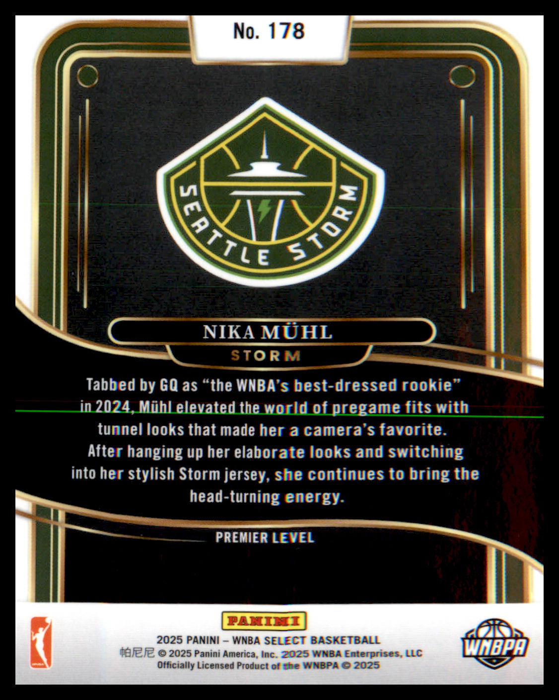 2025 Panini Select WNBA #178 Nika Muhl - Veteran Sports Cards FL