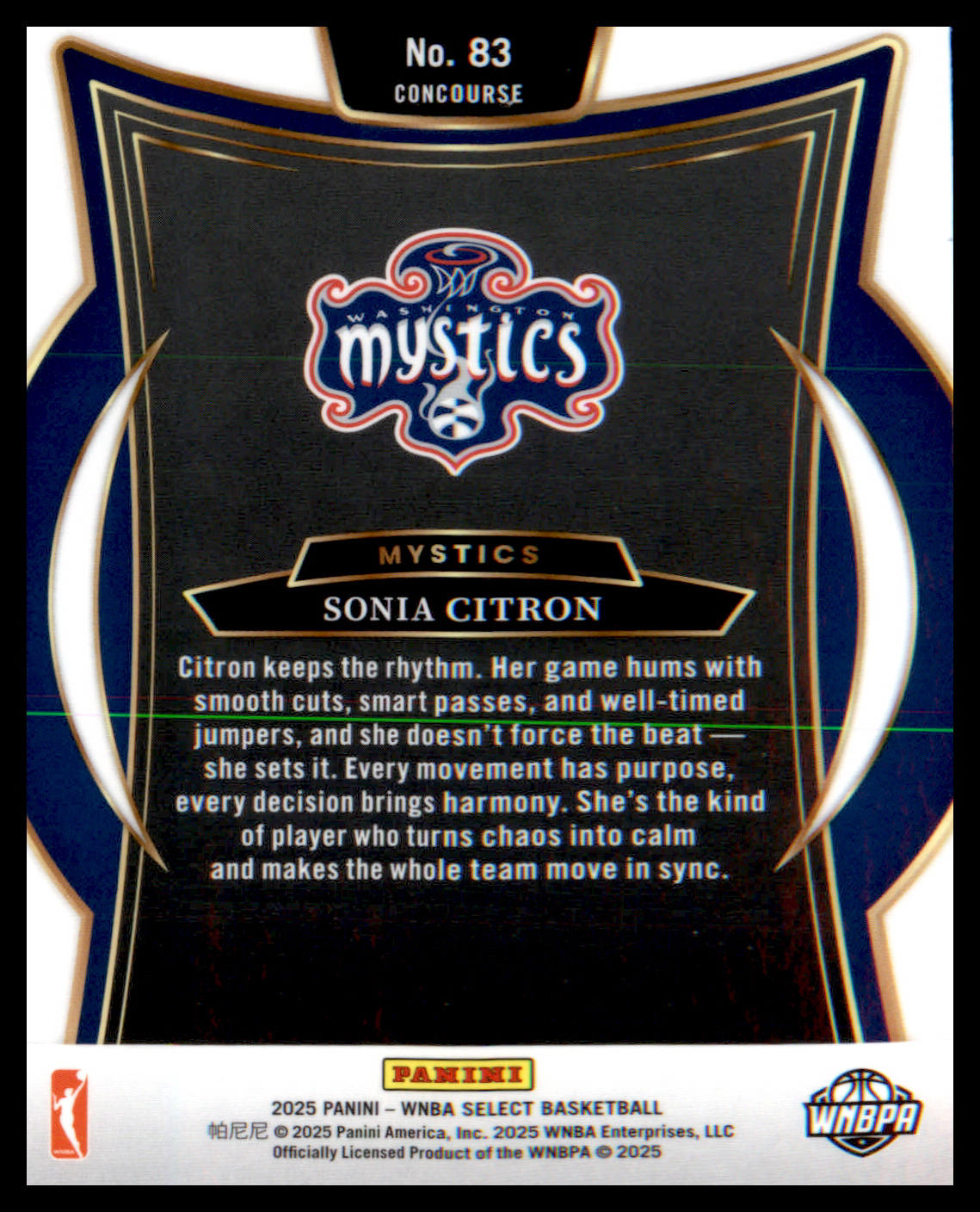 2025 Panini Select WNBA #83 Sonia Citron Rookie Rookie - Veteran Sports Cards FL