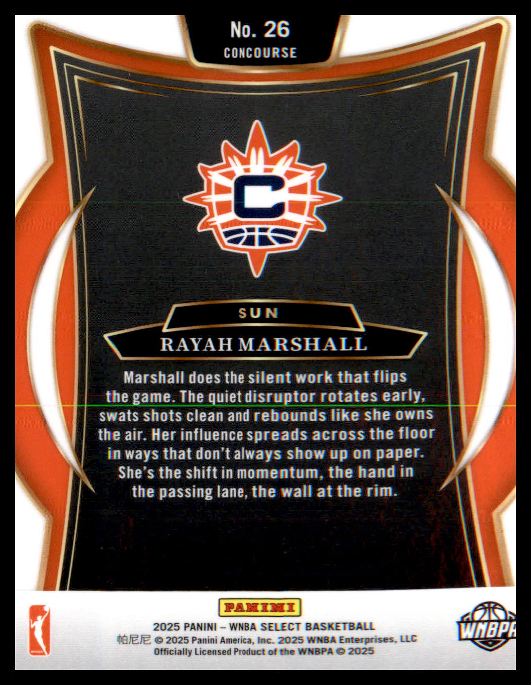 2025 Panini Select WNBA #26 Rayah Marshall Rookie Rookie - Veteran Sports Cards FL