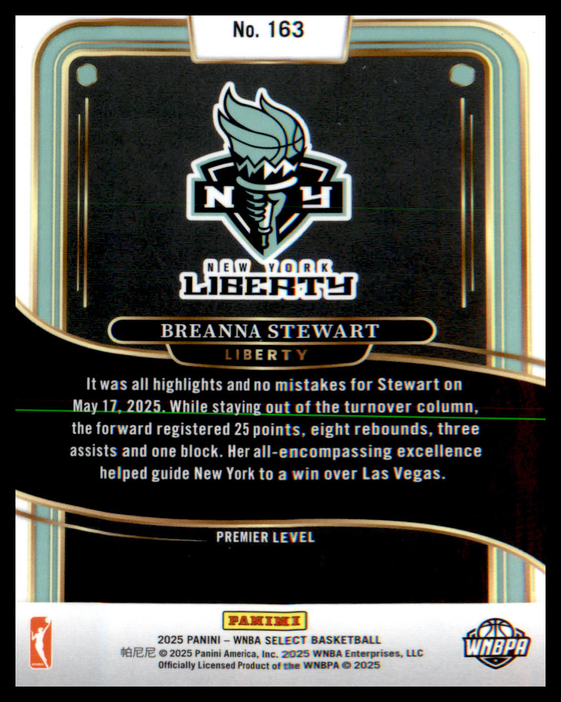 2025 Panini Select WNBA #163 Breanna Stewart - Veteran Sports Cards FL