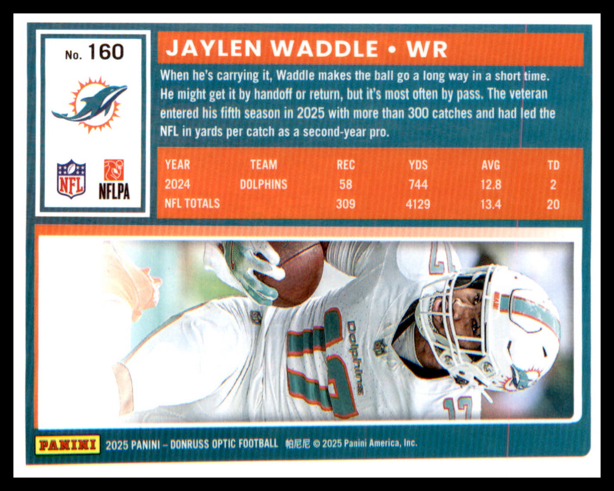 2025 Donruss Optic #160 Jaylen Waddle - Veteran Sports Cards FL