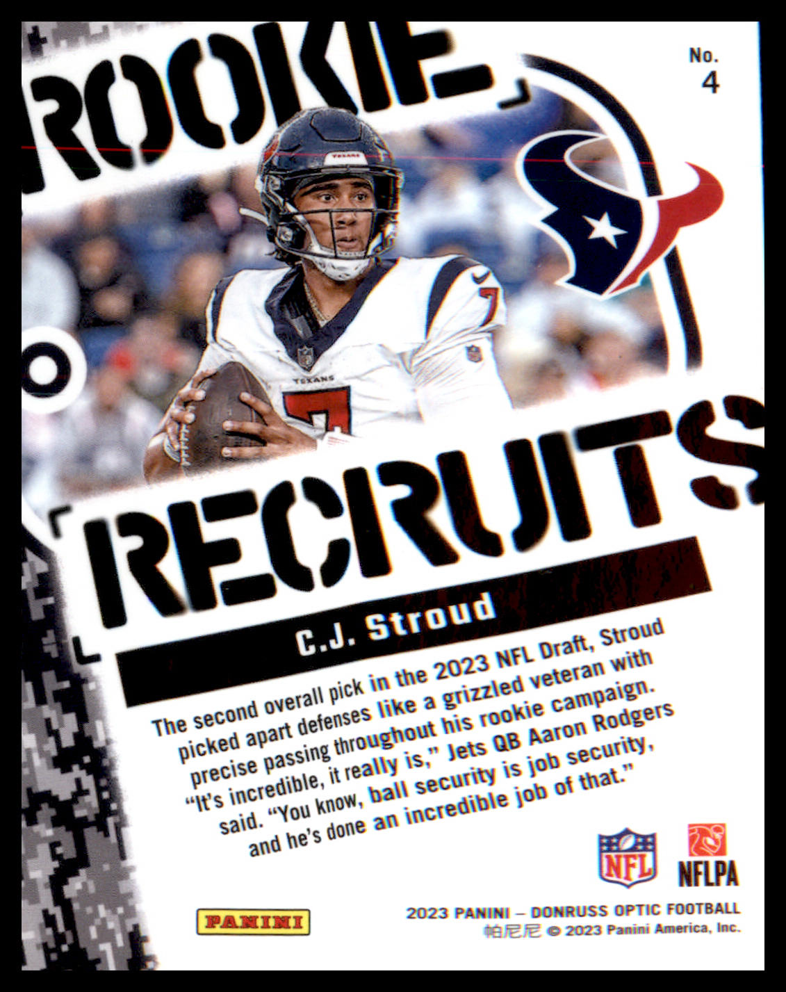 2023 Donruss Optic Rookie Recruits #4 C.J. Stroud - Veteran Sports Cards FL