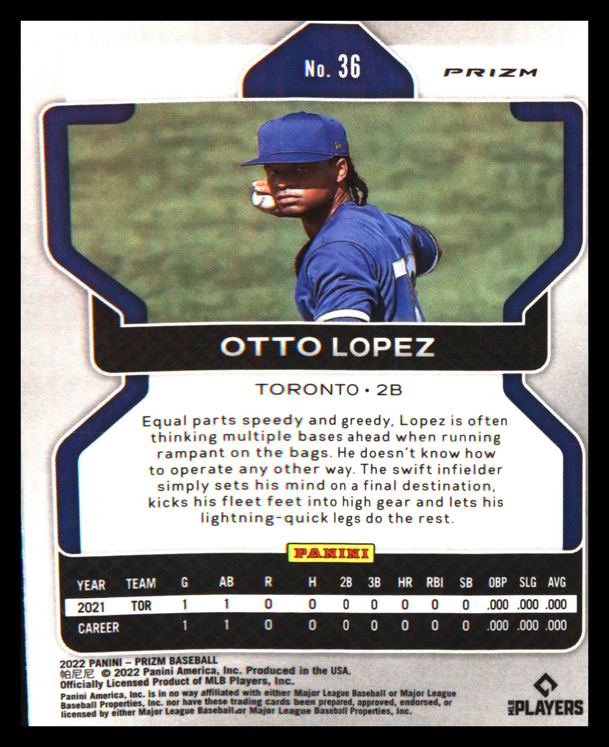 2022 Panini Prizm Red/White/Blue Prizm #36 Otto Lopez Rookie Rookie - Veteran Sports Cards FL