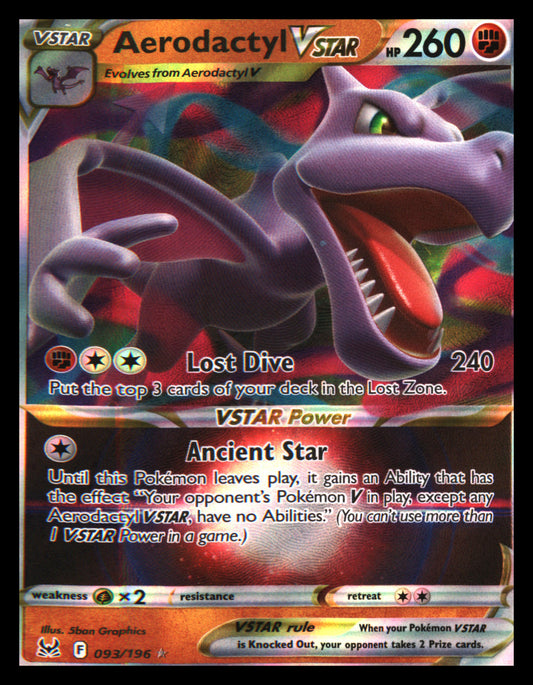 SWSH11: Lost Origin #093/196 Aerodactyl VSTAR Ultra Rare, Holo - Veteran Sports Cards FL