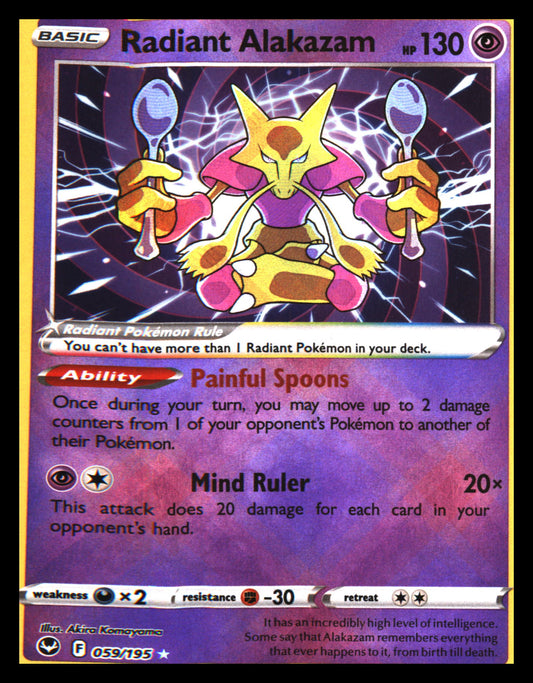 SWSH12: Silver Tempest #059/195 Radiant Alakazam Radiant Rare, Holo - Veteran Sports Cards FL