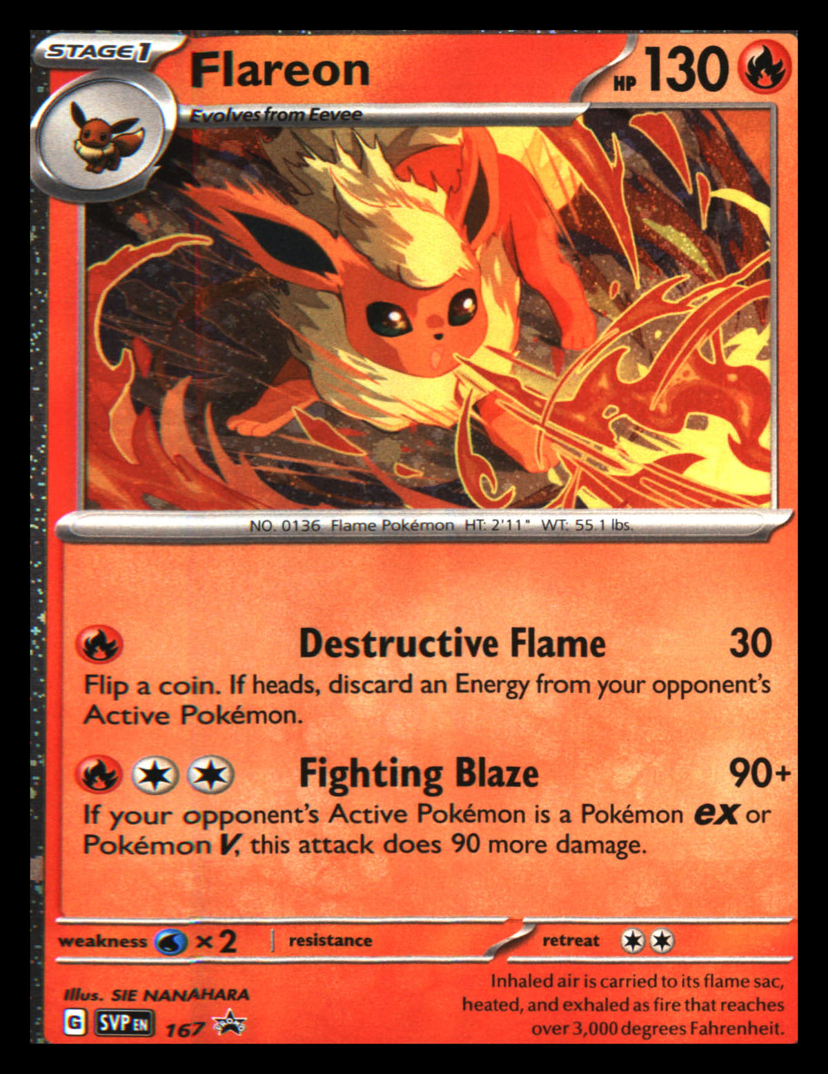 SV: Scarlet & Violet Promo Cards #167 Flareon Promo, Holo - Veteran Sports Cards FL