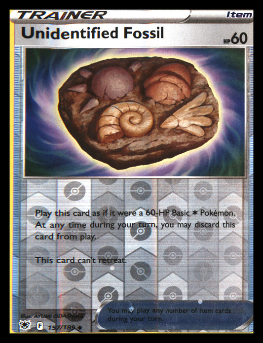 SWSH10: Astral Radiance #157/189 Unidentified Fossil Uncommon, Reverse Holo - Veteran Sports Cards FL