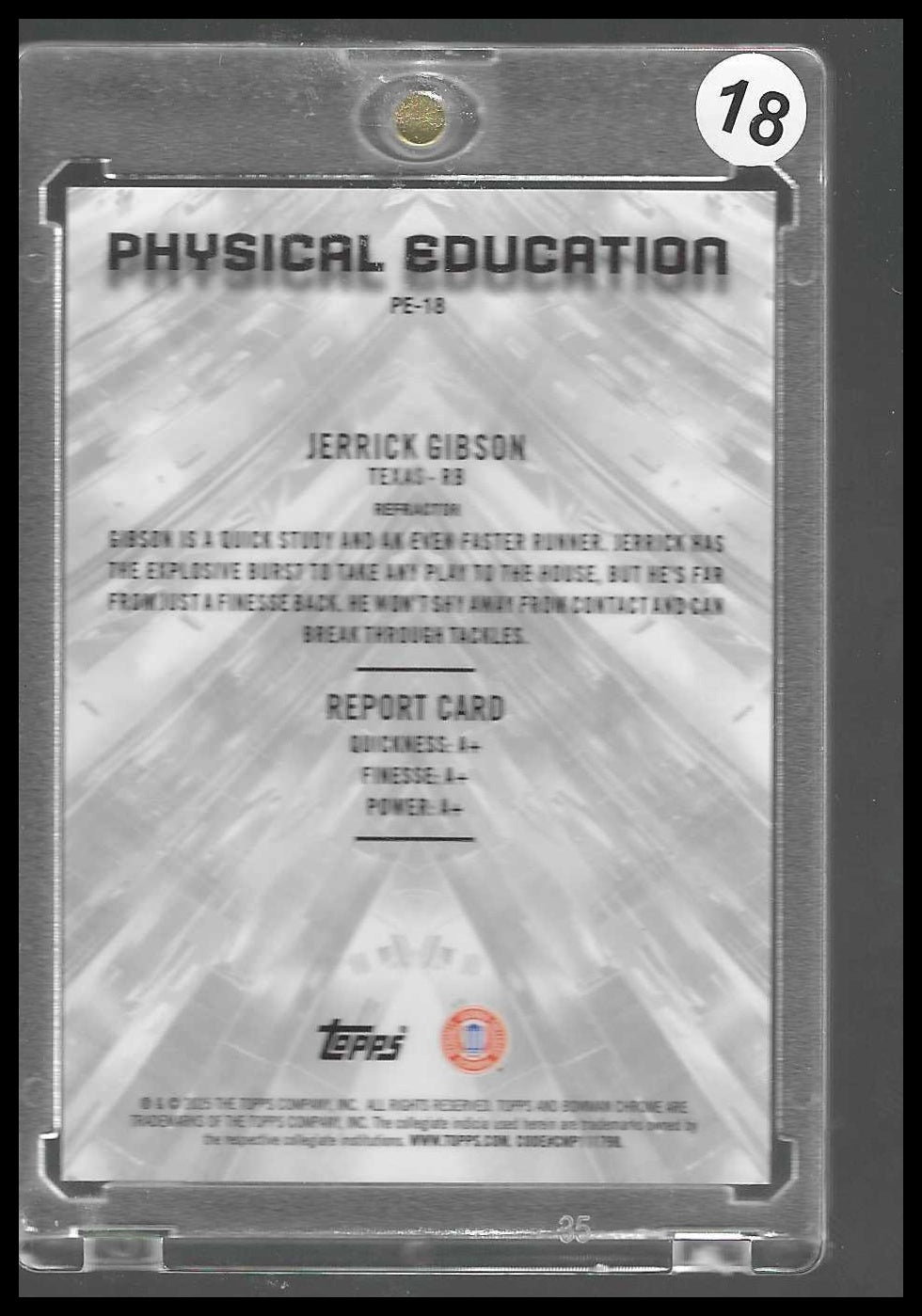 2025 Bowman University Chrome Physical Education #PE-18 Jerrick Gibson - Veteran Sports Cards FL