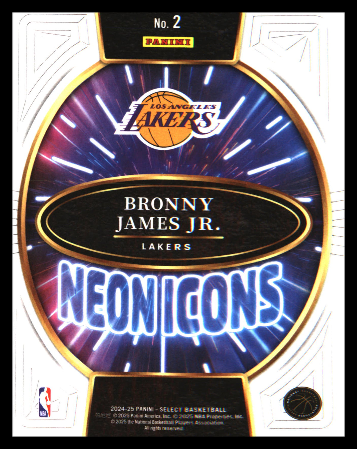 2024-25 Panini Select Neon Icons #2 Bronny James Jr. - Veteran Sports Cards FL