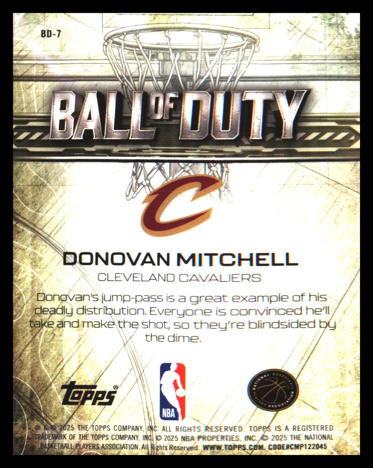2025-26 Topps Chrome Ball of Duty #BD-7 Donovan Mitchell - Veteran Sports Cards FL
