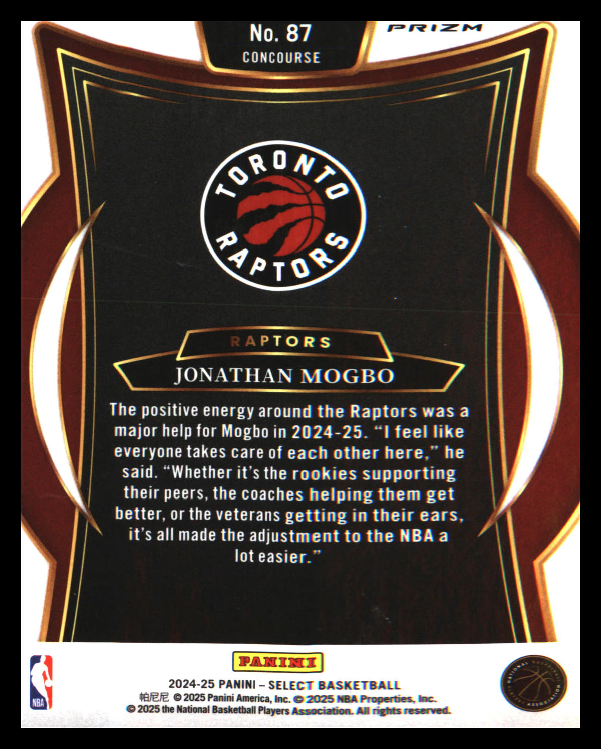 2024-25 Panini Select Orange Flash Prizm #87 Jonathan Mogbo Rookie Rookie - Veteran Sports Cards FL