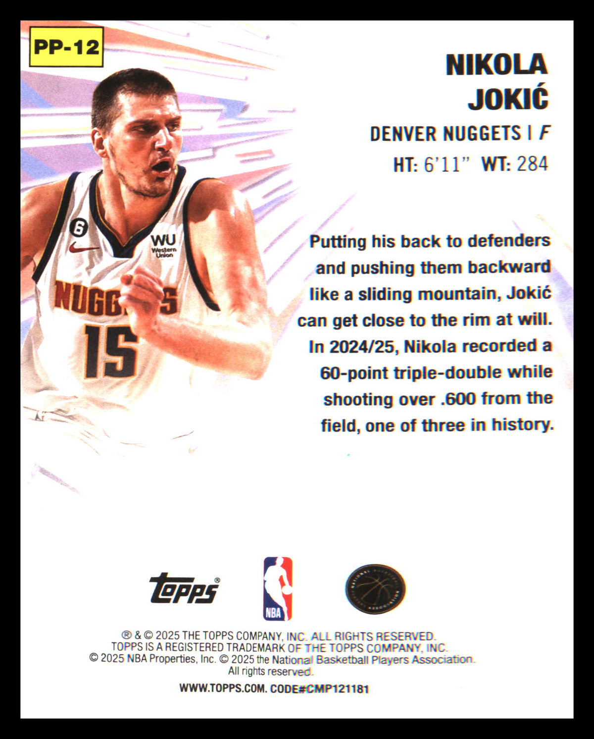 2025-26 Topps Power Players Holo Foil #PP-12 Nikola Jokić - Veteran Sports Cards FL