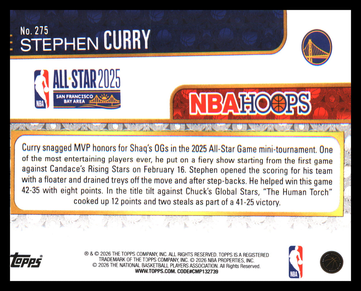 2025-26 Hoops All-Stars #275 Stephen Curry - Veteran Sports Cards FL