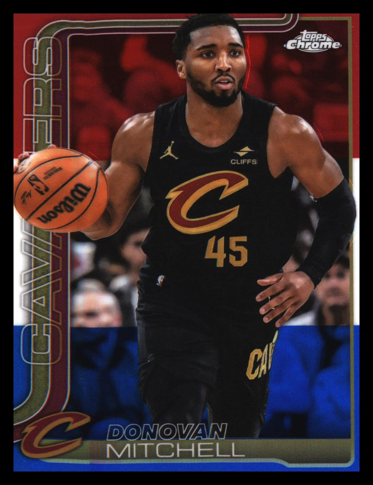 2025-26 Topps Chrome Red White and Blue Refractor #69 Donovan Mitchell - Veteran Sports Cards FL