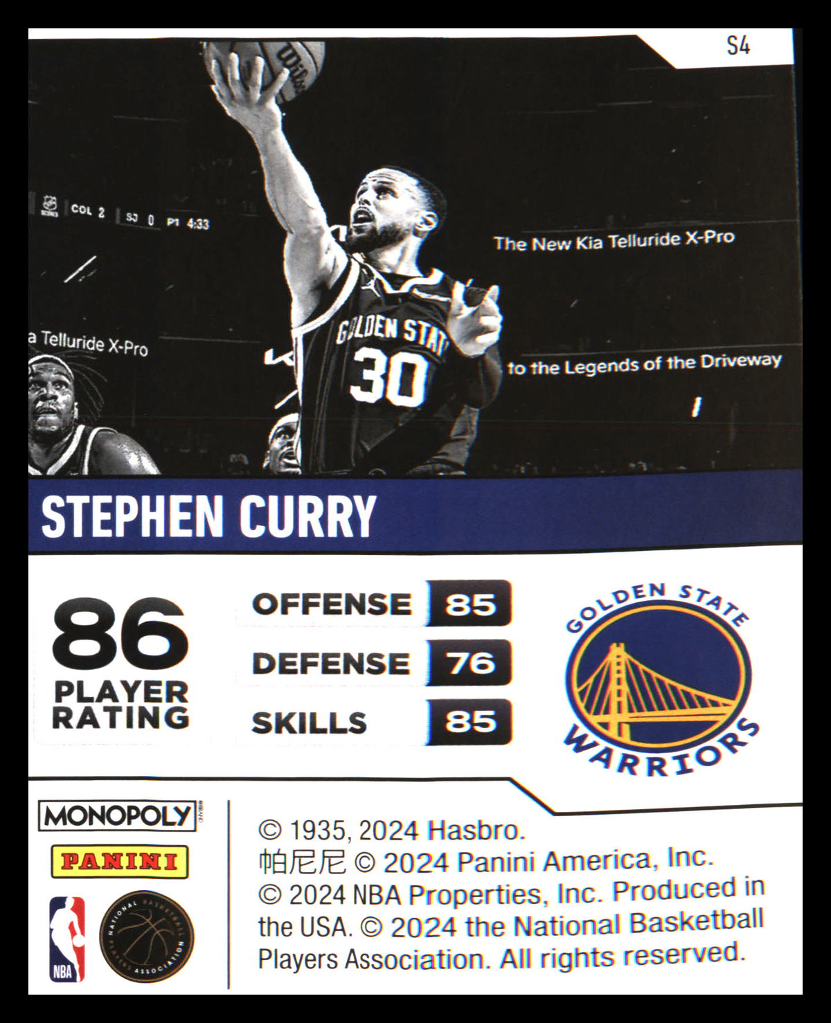 2023-24 Panini Prizm Monopoly Starter Deck #S4 Stephen Curry - Veteran Sports Cards FL