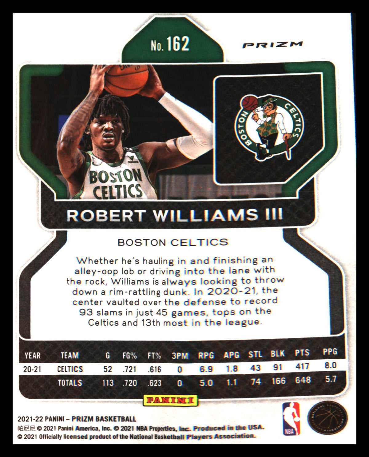2021-22 Panini Prizm Red White and Blue #162 Robert Williams III - Veteran Sports Cards FL