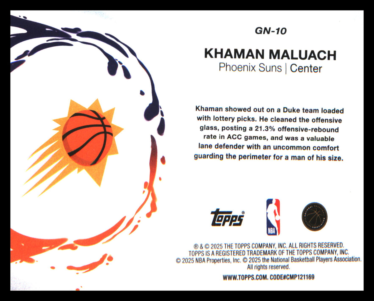 2025-26 Topps Generation Now #GN-10 Khaman Maluach - Veteran Sports Cards FL