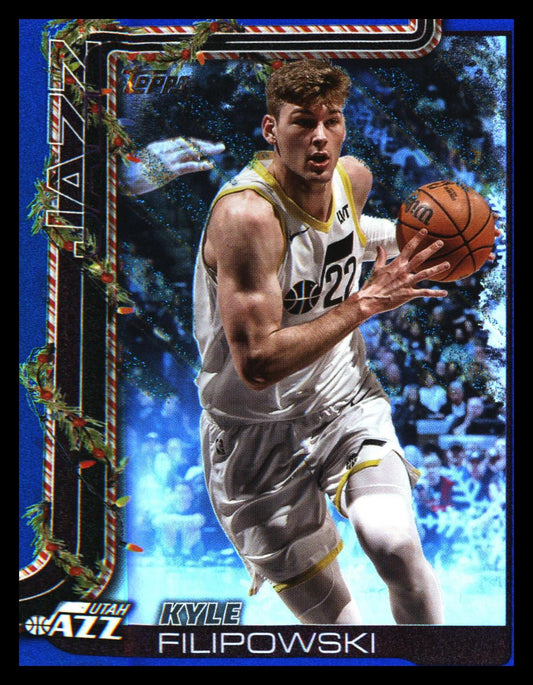 2025-26 Topps Holiday Blue Metallic Glitter Holiday #H104 Kyle Filipowski - Veteran Sports Cards FL