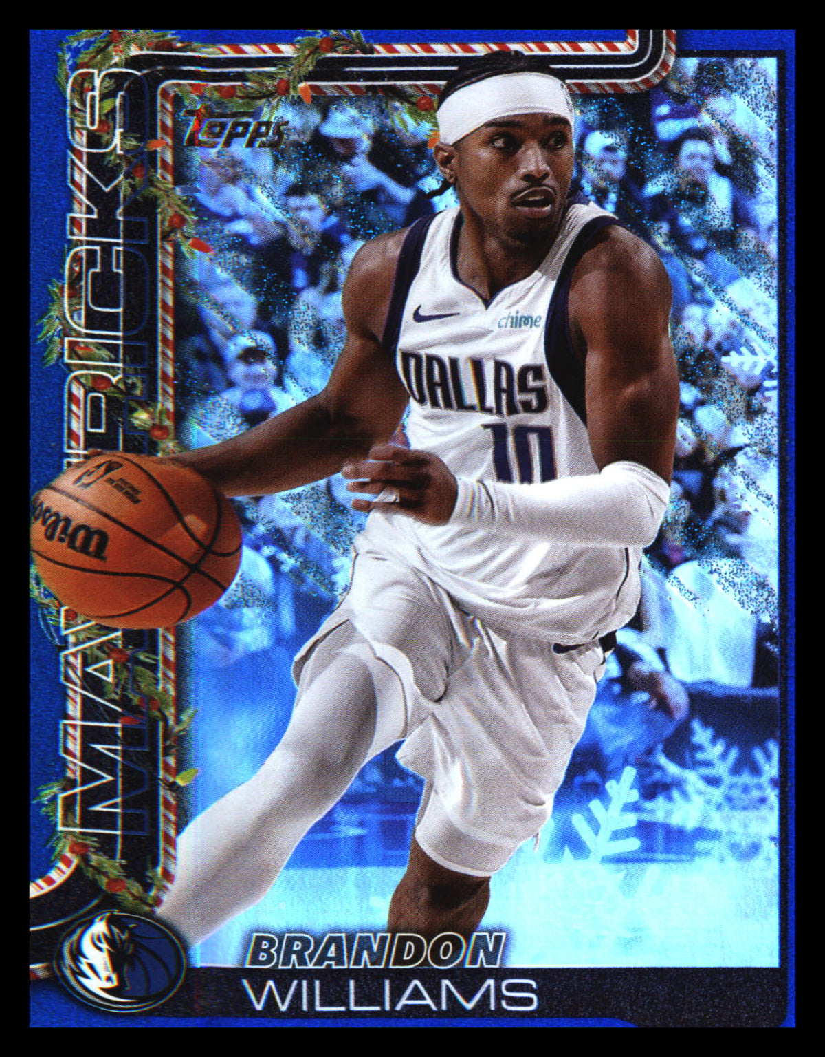 2025-26 Topps Holiday Blue Metallic Glitter Holiday #H138 Brandon Williams - Veteran Sports Cards FL