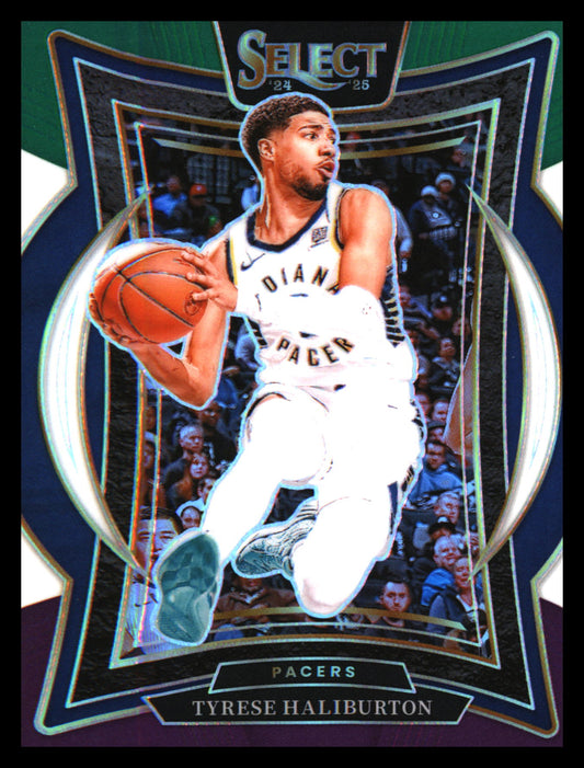 2024-25 Panini Select Green White Purple Prizm #64 Tyrese Haliburton - Veteran Sports Cards FL