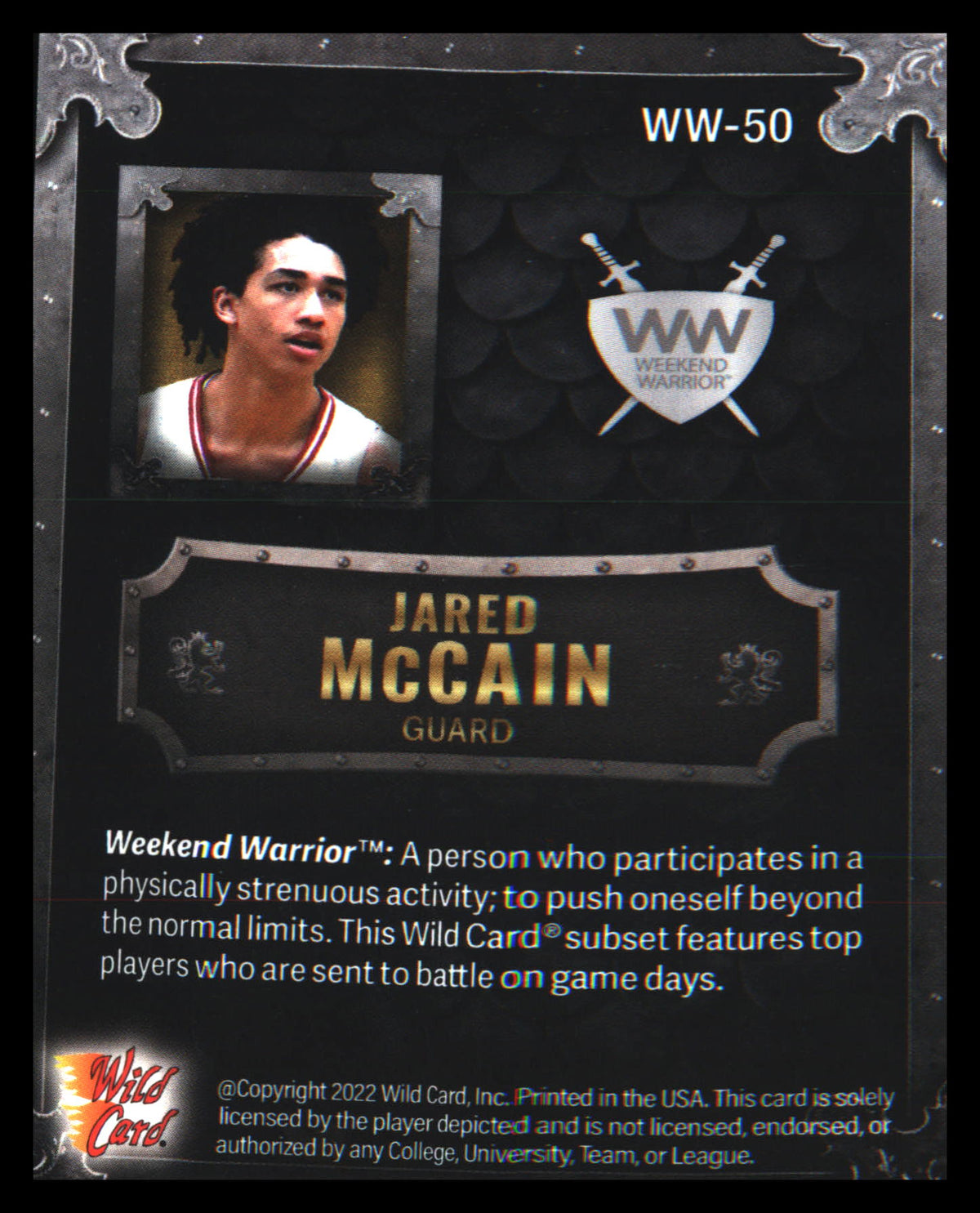2022 WC Matte Weekend Warrior Silver/Black/Gold #WW-50 Jared McCain /50 - Veteran Sports Cards FL