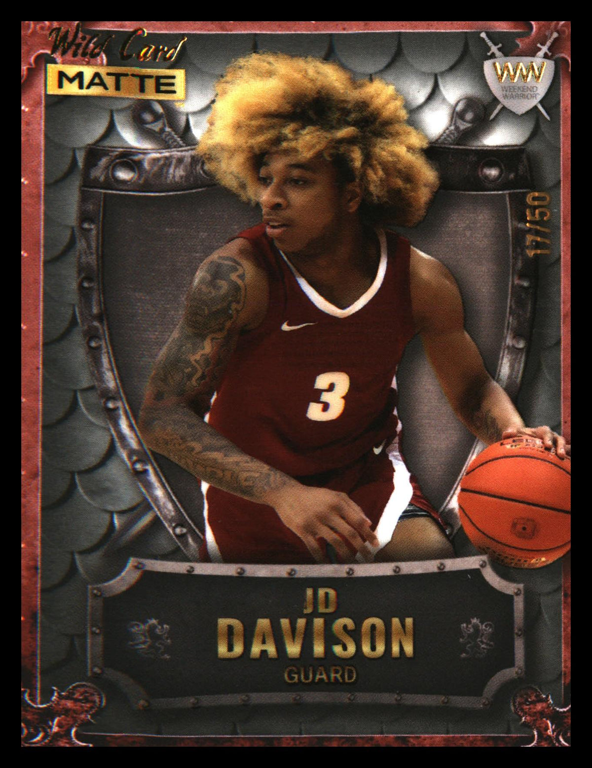 2022 WC Matte Weekend Warrior Silver/Grey/Orange #WW-19 JD Davison #/50 - Veteran Sports Cards FL