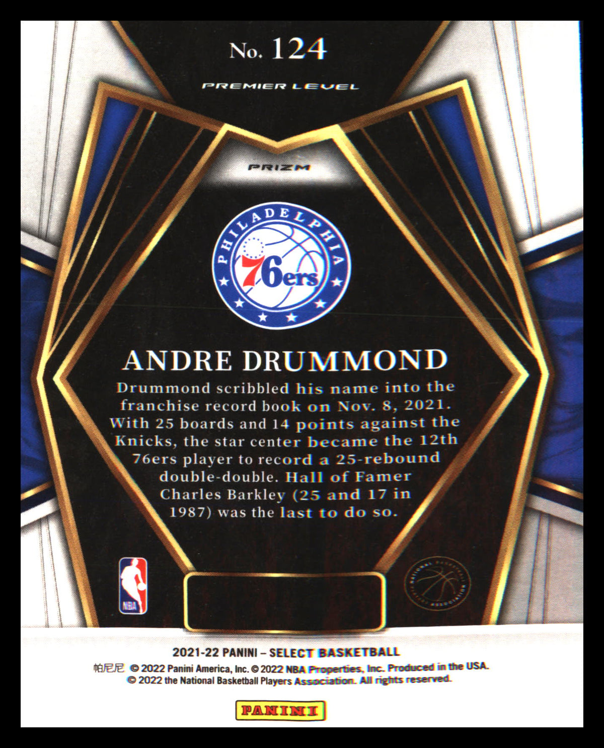 2021-22 Panini Select Silver Prizms #124 Andre Drummond - Veteran Sports Cards FL