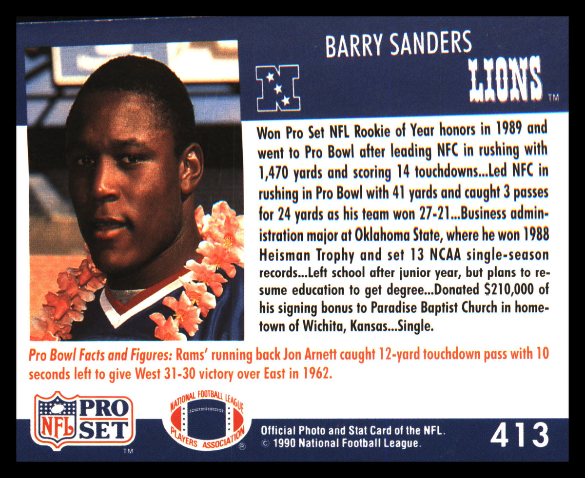 1990 Pro Set #413 Barry Sanders - Veteran Sports Cards FL