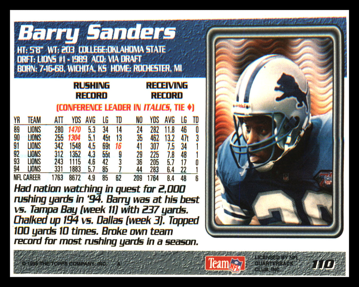 1995 Topps #110 Barry Sanders