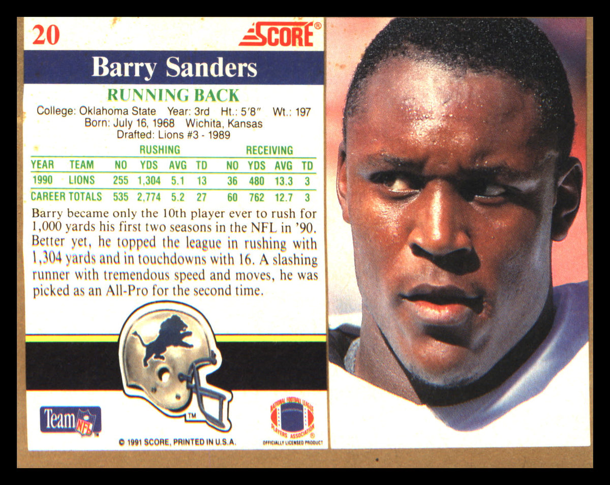 1991 Score #20 Barry Sanders - Veteran Sports Cards FL
