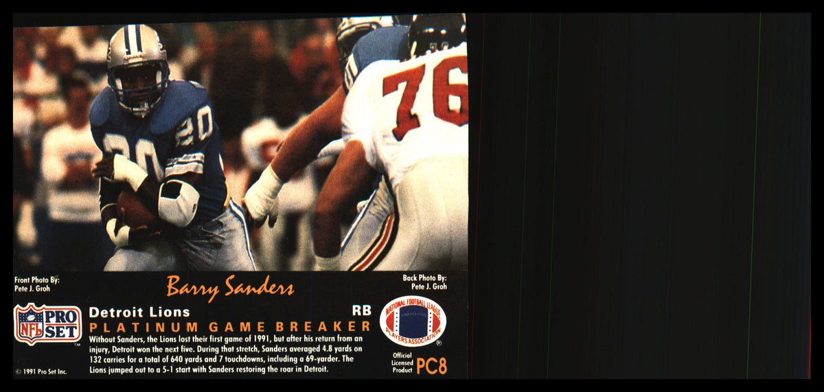 1991 Pro Set Platinum Platinum PC #PC8 Barry Sanders - Veteran Sports Cards FL