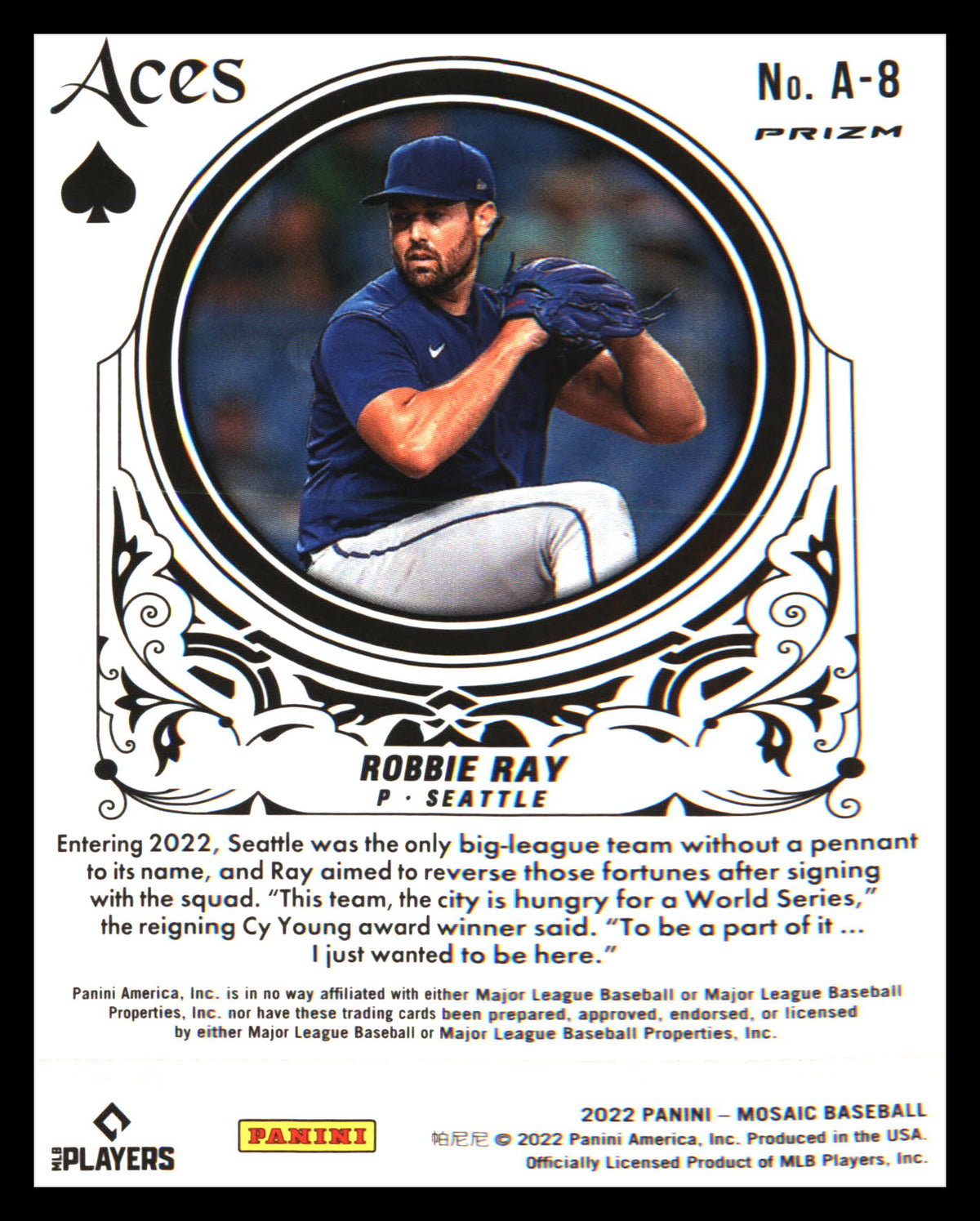 2022 Panini Mosaic Aces Green Mosaic #A-8 Robbie Ray - Veteran Sports Cards FL
