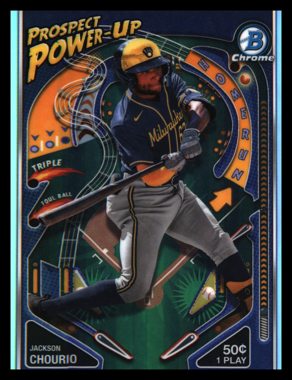 2024 Bowman Prospect Power-Up Mojo Refractors #PP-6 Jackson Chourio - Veteran Sports Cards FL