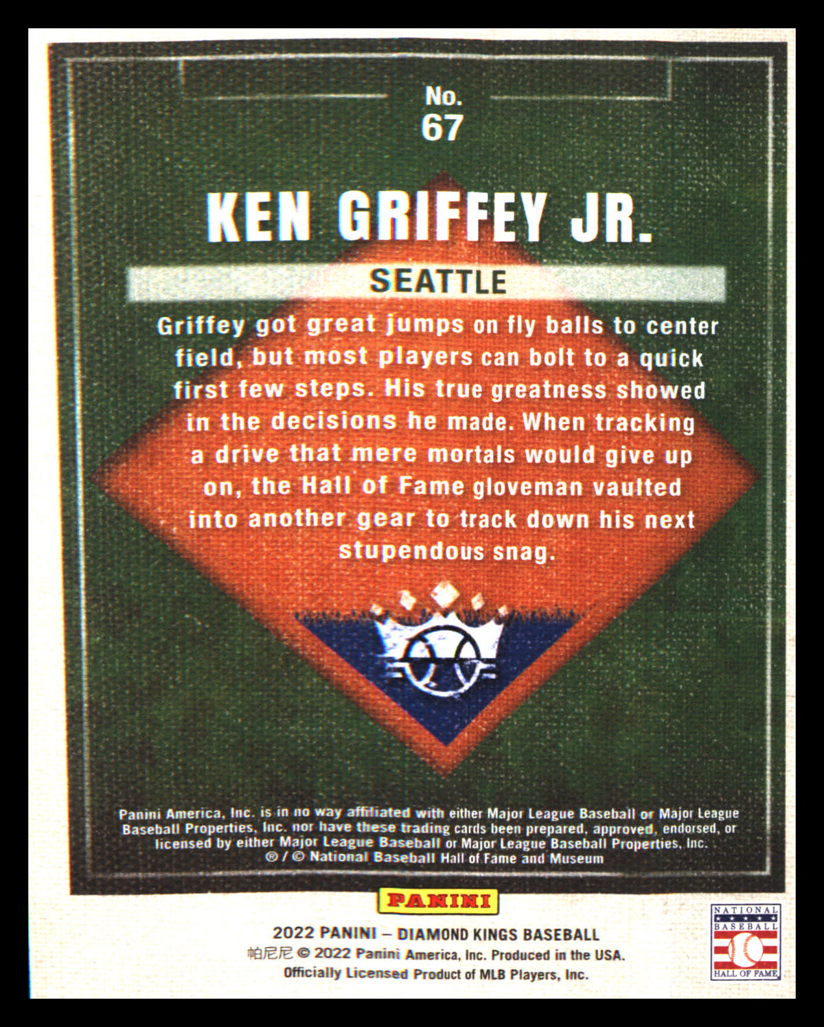 2022 Panini Diamond Kings Framed Gray #67 Ken Griffey Jr.