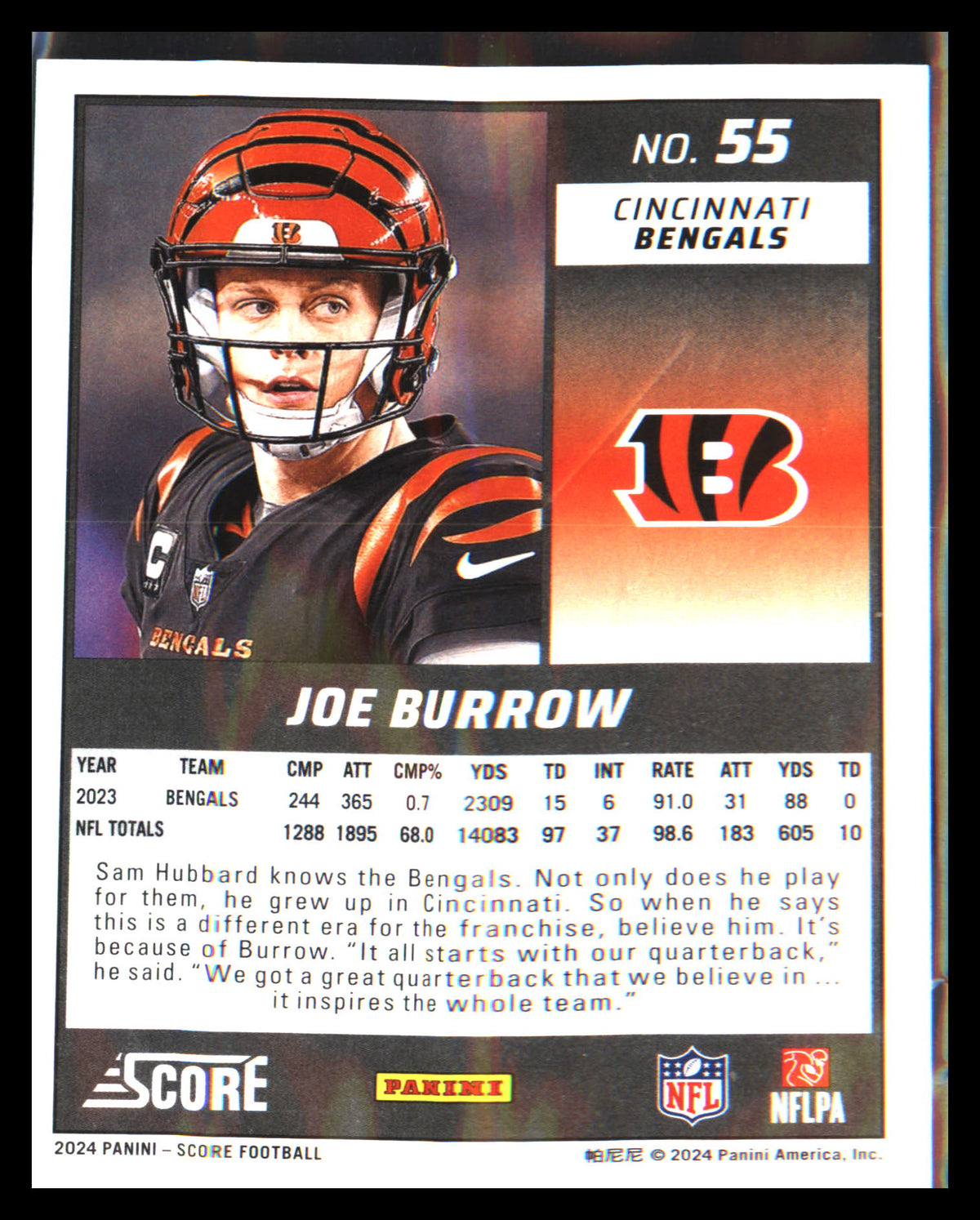 2024 Score Green #55 Joe Burrow - Veteran Sports Cards FL