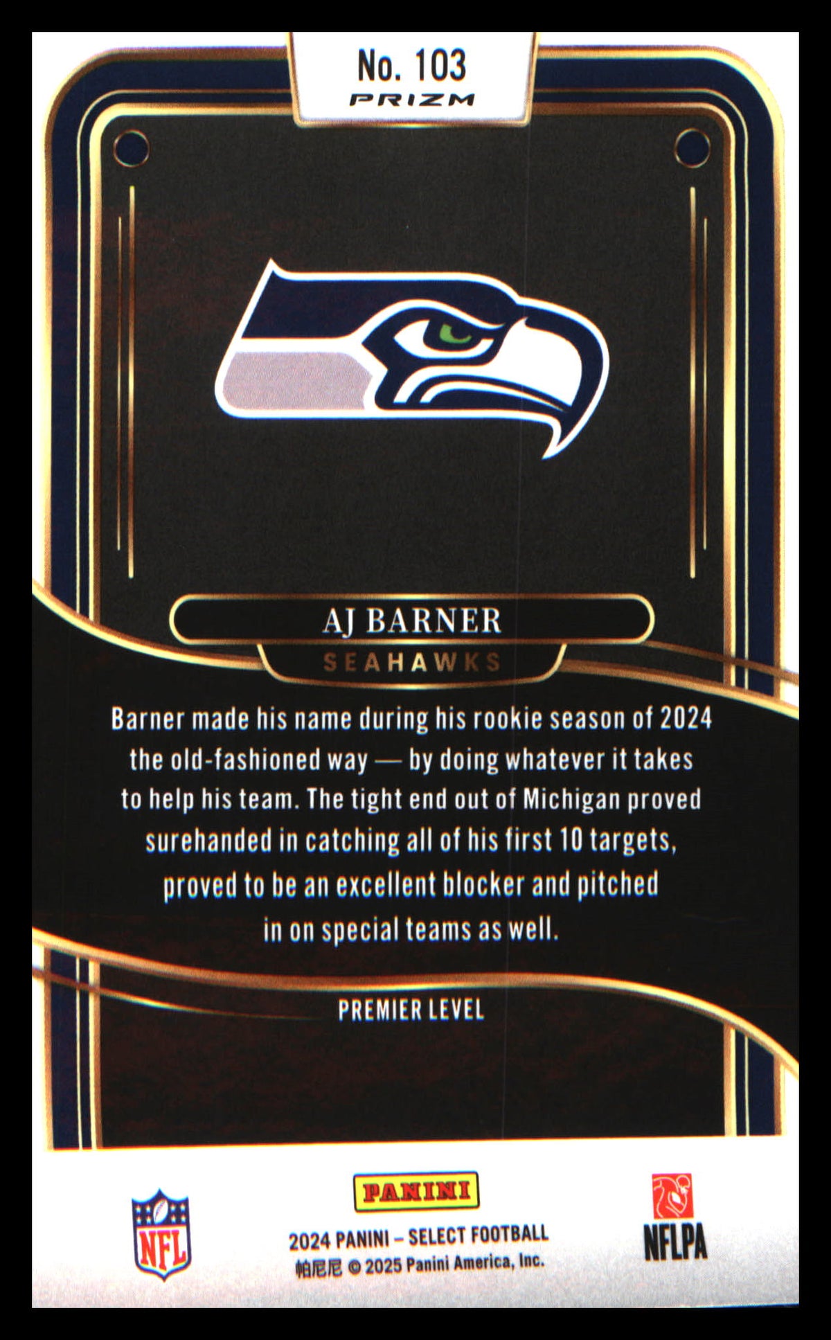 2024 Panini Select Black & Red Prizm Shock #103 AJ Barner Rookie Rookie - Veteran Sports Cards FL
