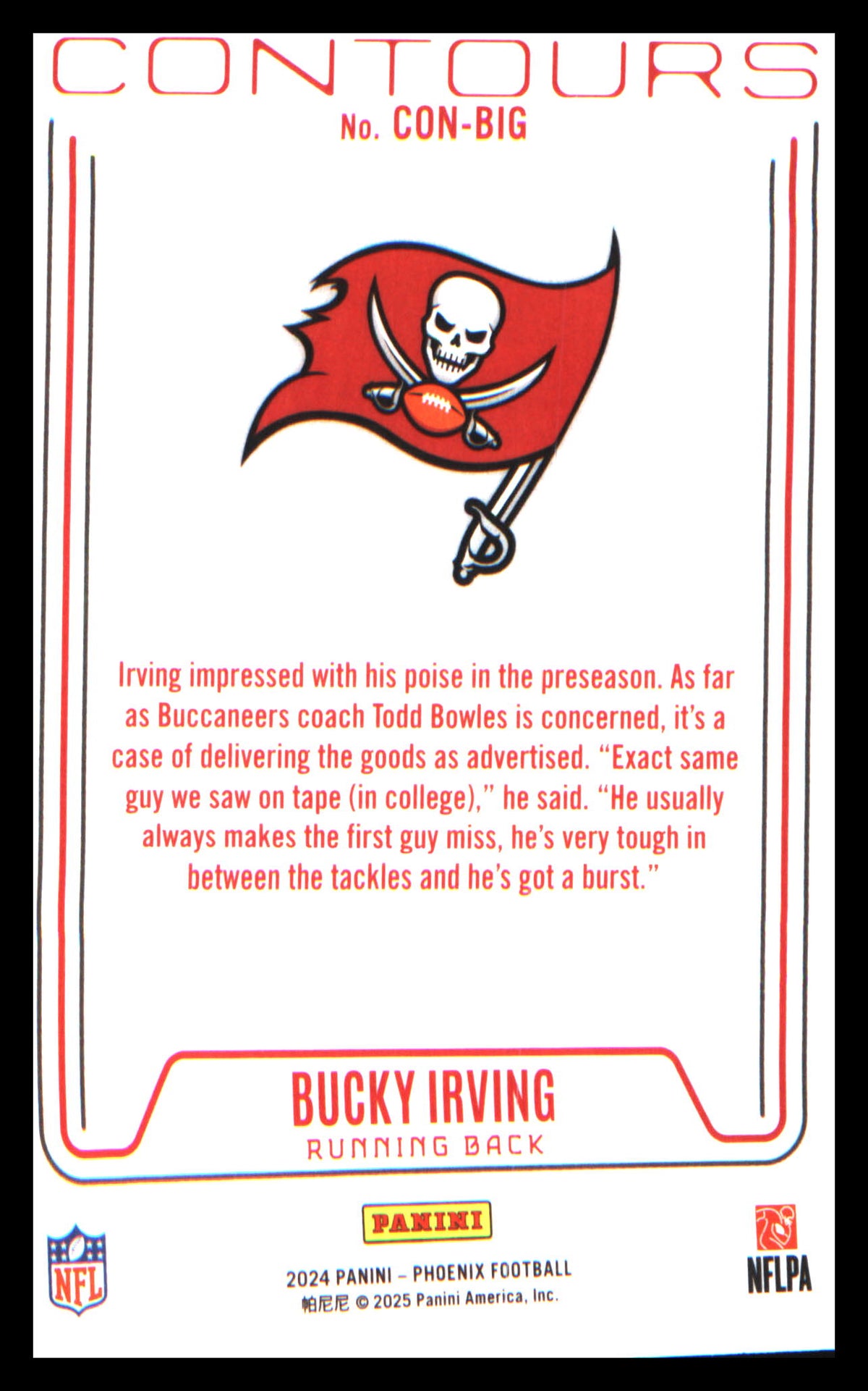 2024 Panini Phoenix Contours Wave #CON-BIG Bucky Irving - Veteran Sports Cards FL