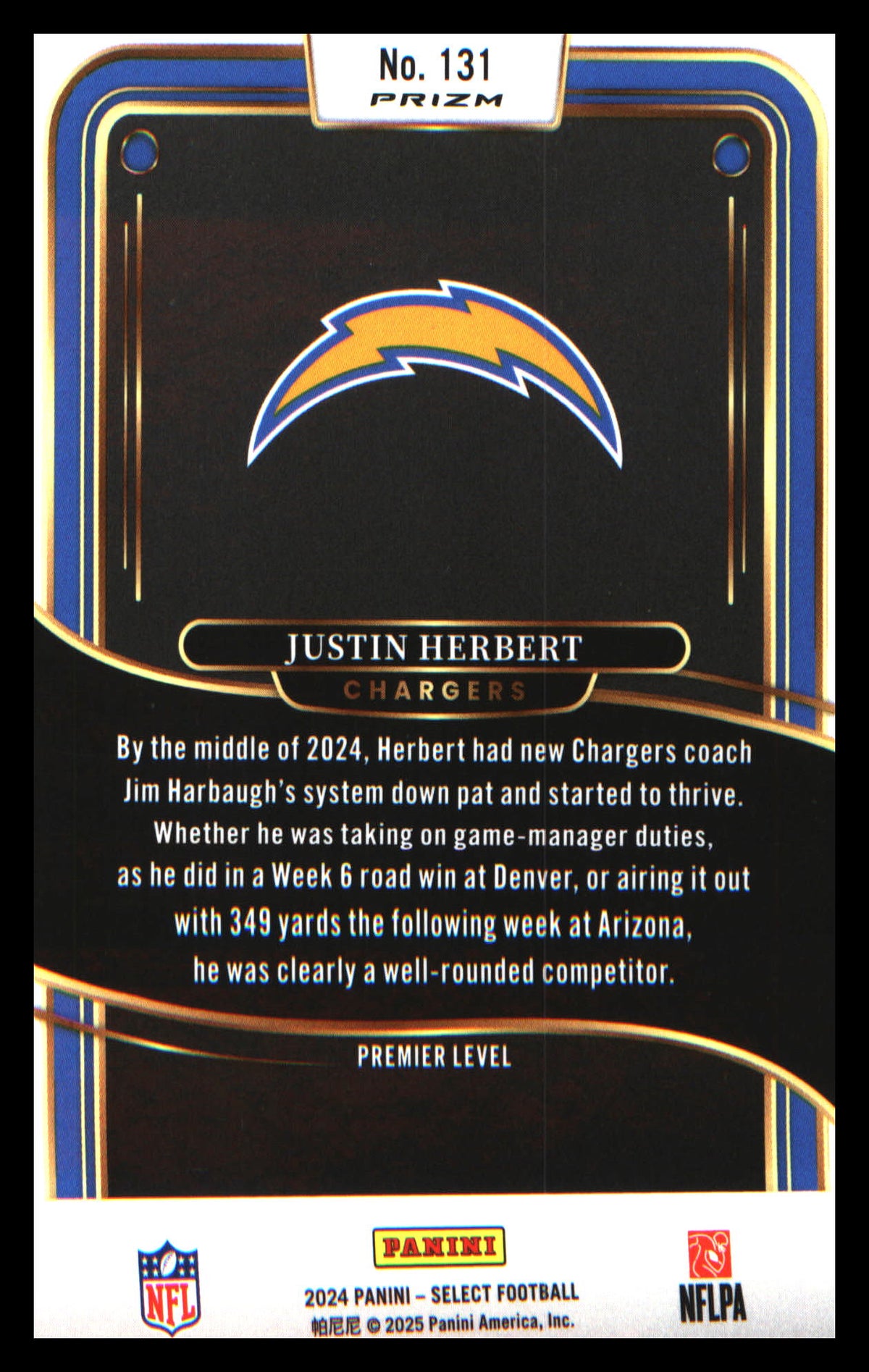 2024 Panini Select Silver Prizm 131 Justin Herbert 17576