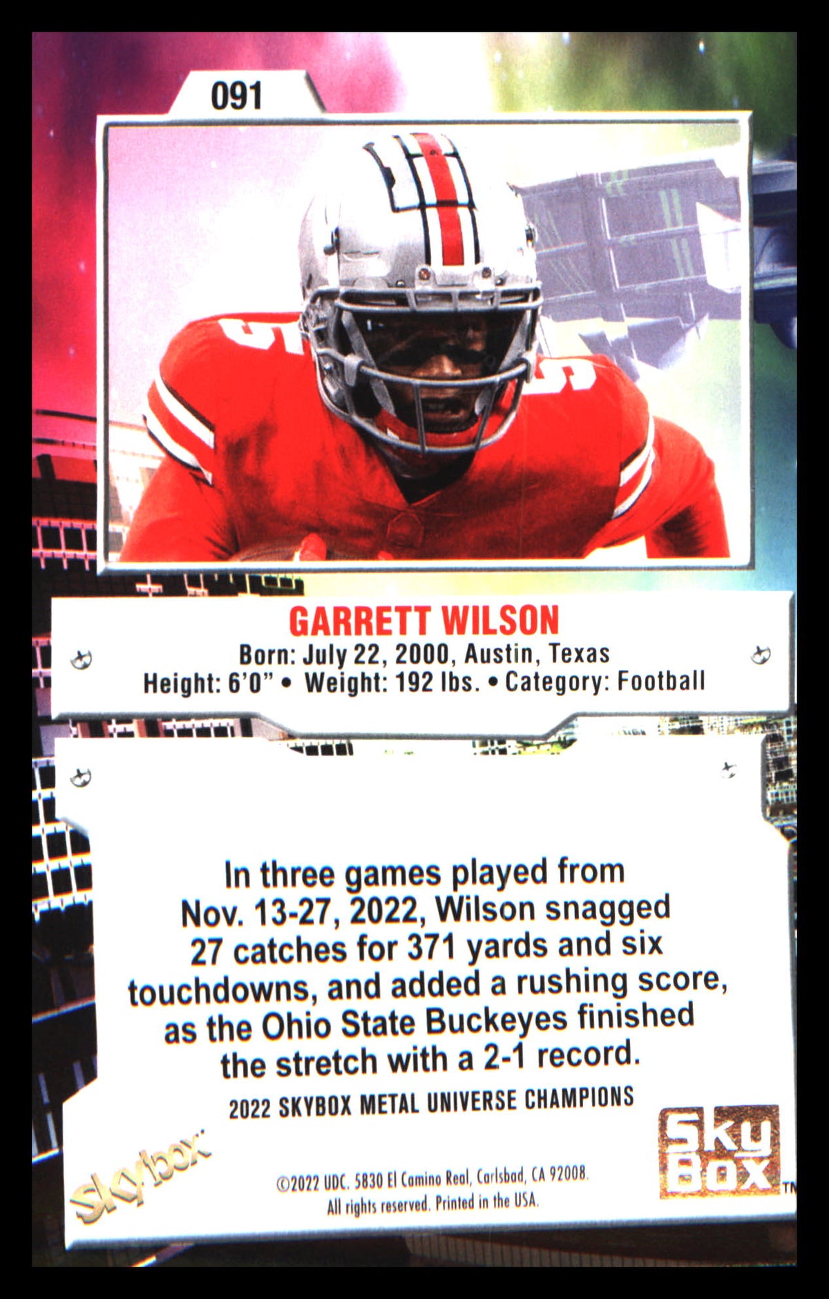 2022 SkyBox 1997-98 Retro Metal Universe Champions #RMUC-9 Garrett Wilson