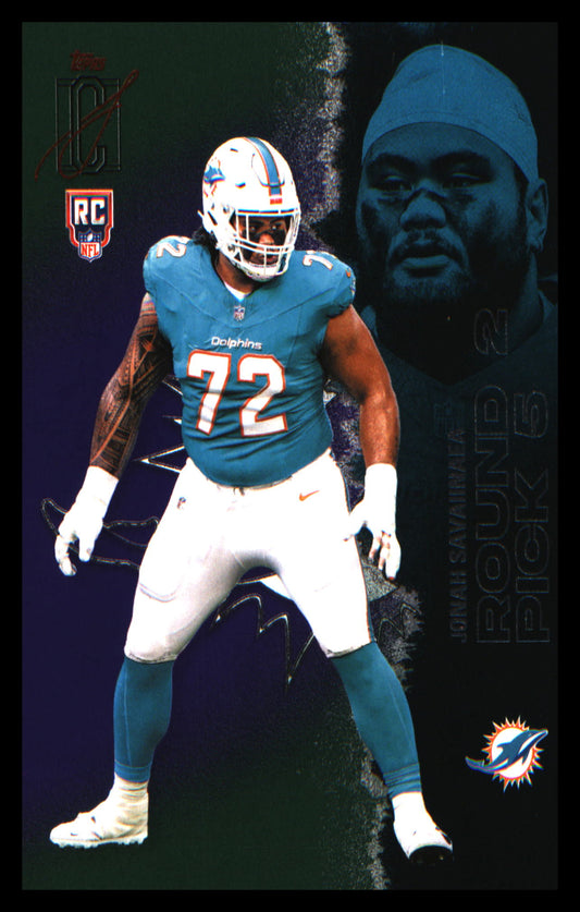 football 2025 Topps Signature Class Green & Purple #237 Jonah Savaiinaea RC RC