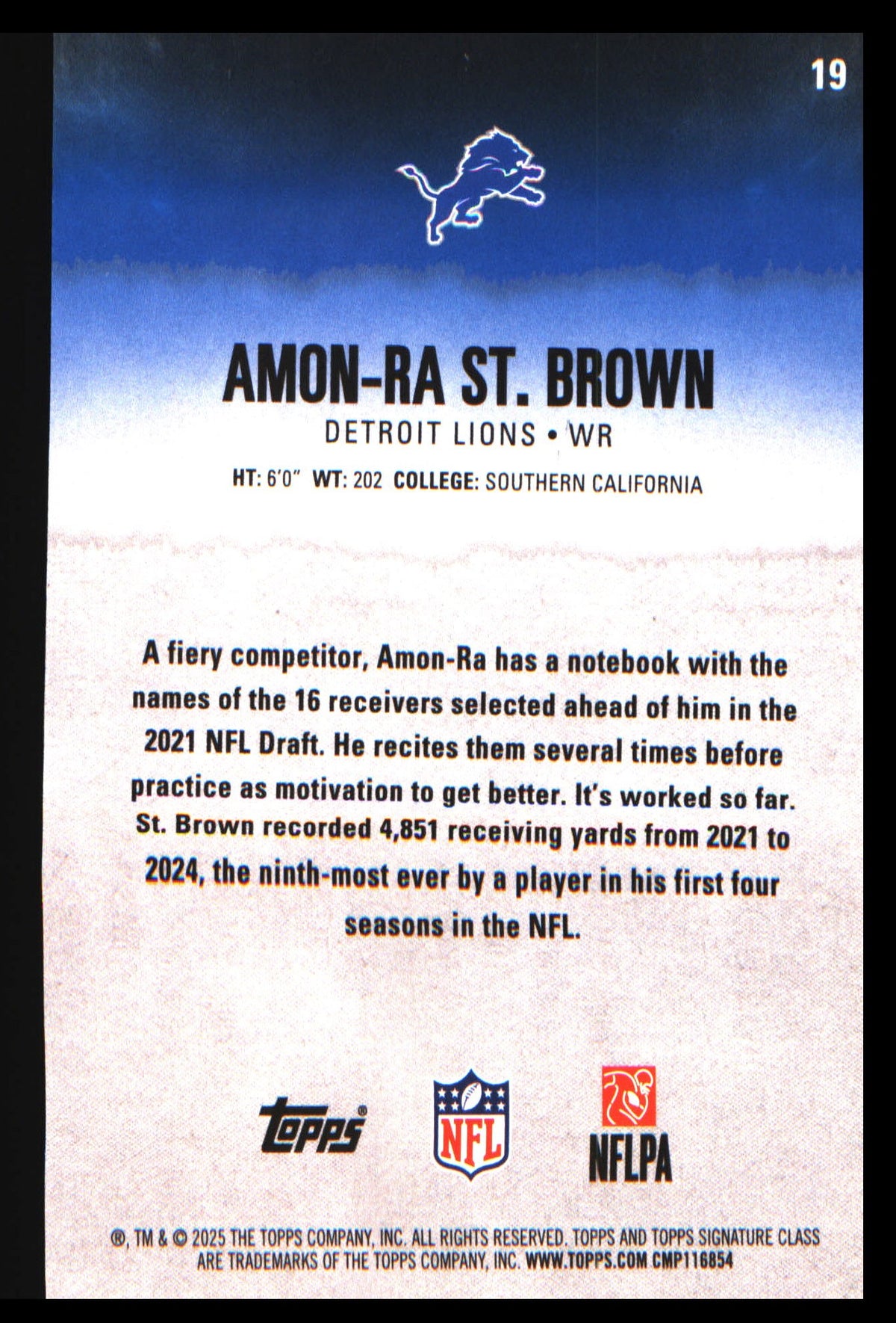 2025 Topps Signature Class Green & Purple #19 Amon-Ra St. Brown