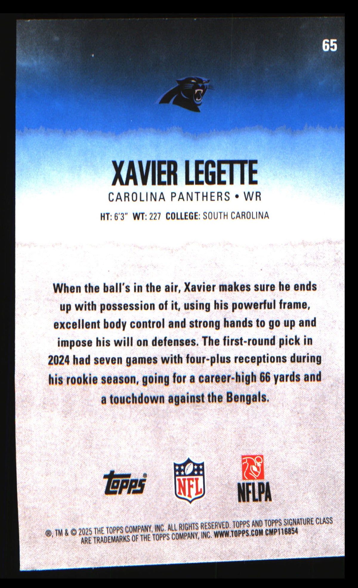 2025 Topps Signature Class #65 Xavier Legette