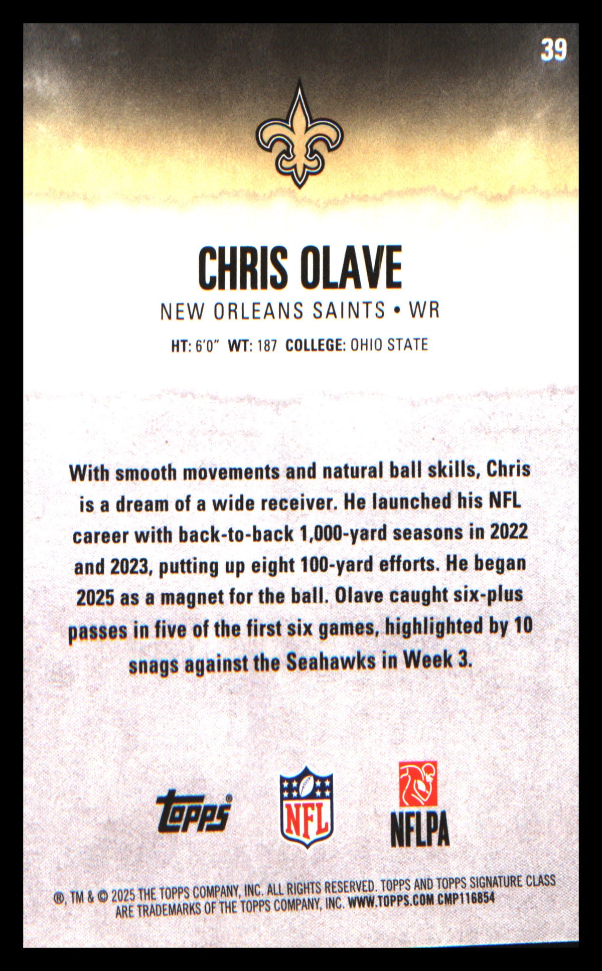2025 Topps Signature Class #39 Chris Olave
