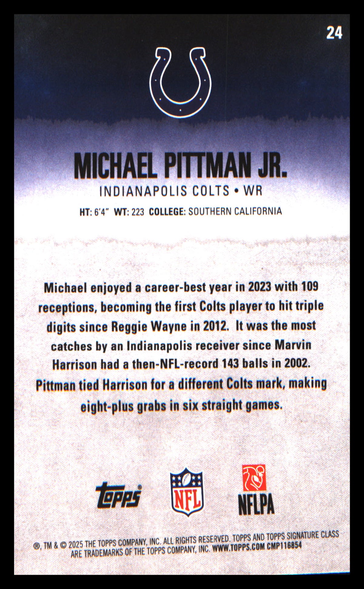 2025 Topps Signature Class #24 Michael Pittman Jr.