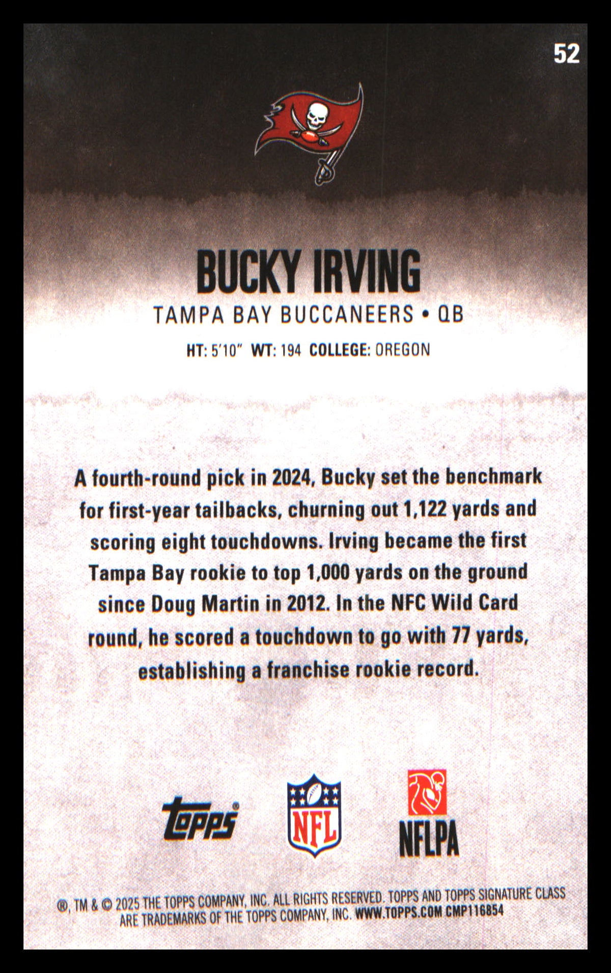 football 2025 Topps Signature Class #52 Bucky Irving